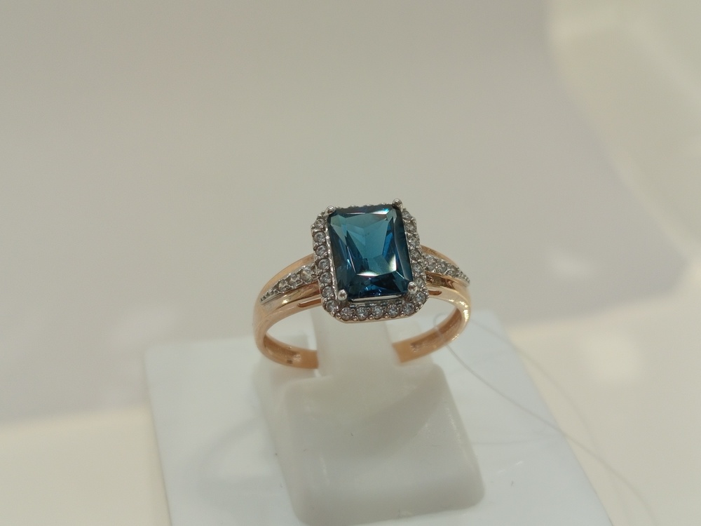 КОЛЬЦО ЛОНДОН-ТОПАЗ с камнями (Au 585)