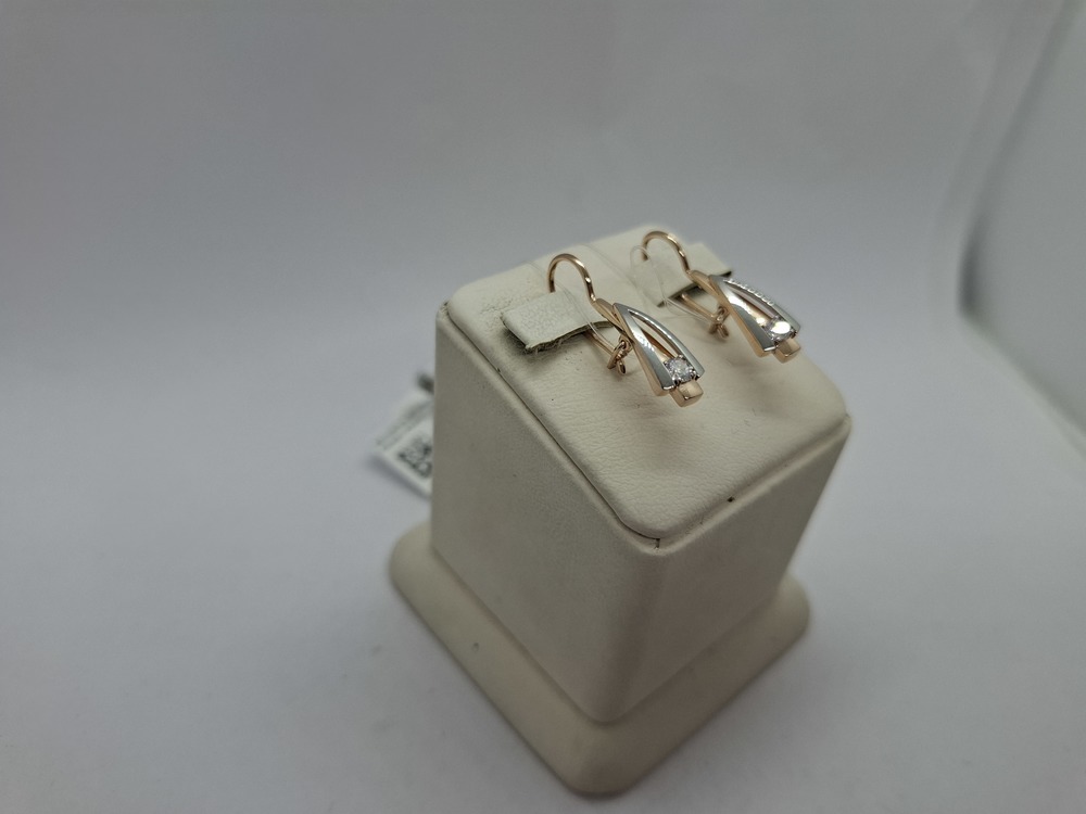 СЕРЬГИ ПЕТЕЛЬКА с камнями (Au 585)