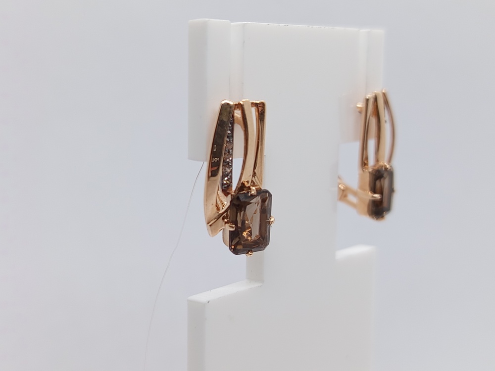 СЕРЬГИ РАУХ-ТОПАЗ с камнями (Au 585)