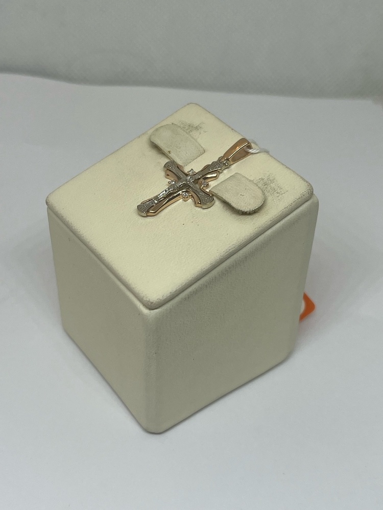 ПОДККИ585 ПОДВЕСКА КРЕСТ С КАМНЯМИ (Au 585)