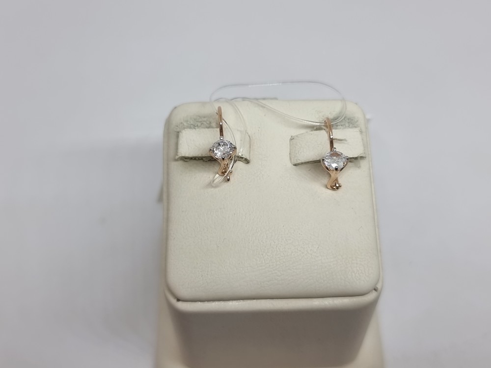 СЕРЬГИ ПЕТЕЛЬКА с камнем (Au 585)