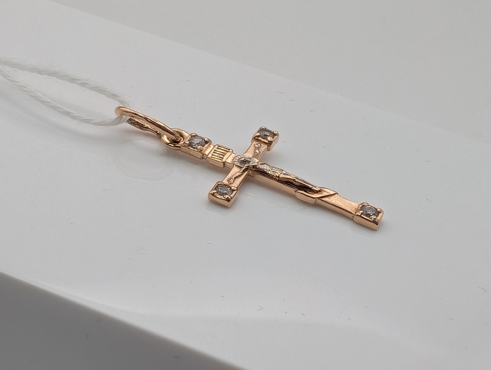 ПОДККИ585 ПОДВЕСКА КРЕСТ С КАМНЯМИ (Au 585)