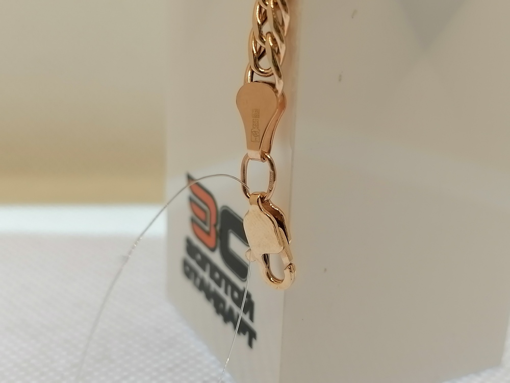 7100154П-21 БРАСЛЕТ ПУСТОТЕЛЫЙ Ромб двойной (Au 585)