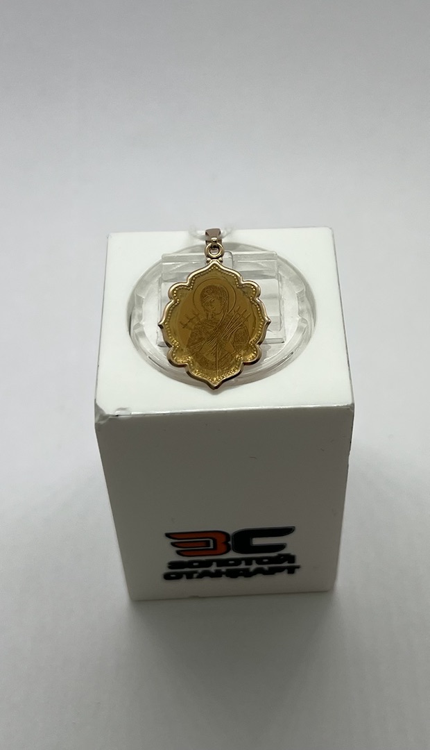 ПОДИКМ585 ПОДВЕСКА ИКОНА С КАМНЕМ (Au 585)