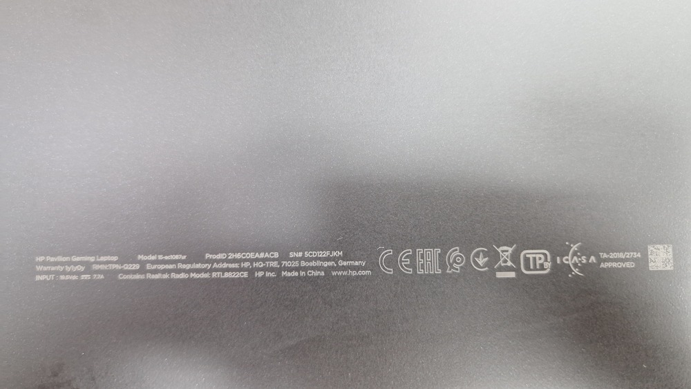 Ноутбук HP; Ryzen 5 4600H, GeForce GTX 1650, 8 Гб, 240 Гб, Нет