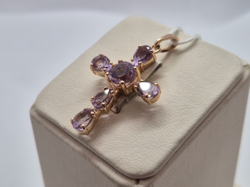 ПОДВЕСКА КРЕСТ С КАМНЯМИ (Au 585)