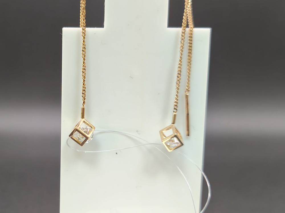 СЕРЬГИ ПРОДЕВКИ с камнем (Au 585)