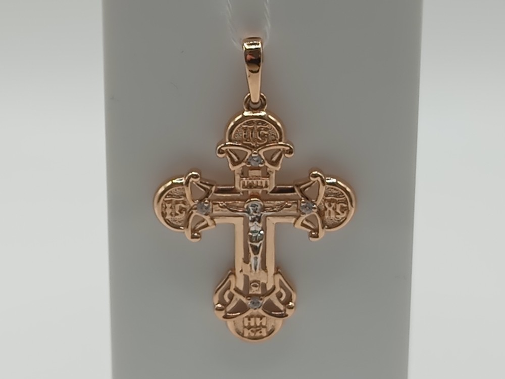 ПОДВЕСКА КРЕСТ С КАМНЯМИ (Au 585)