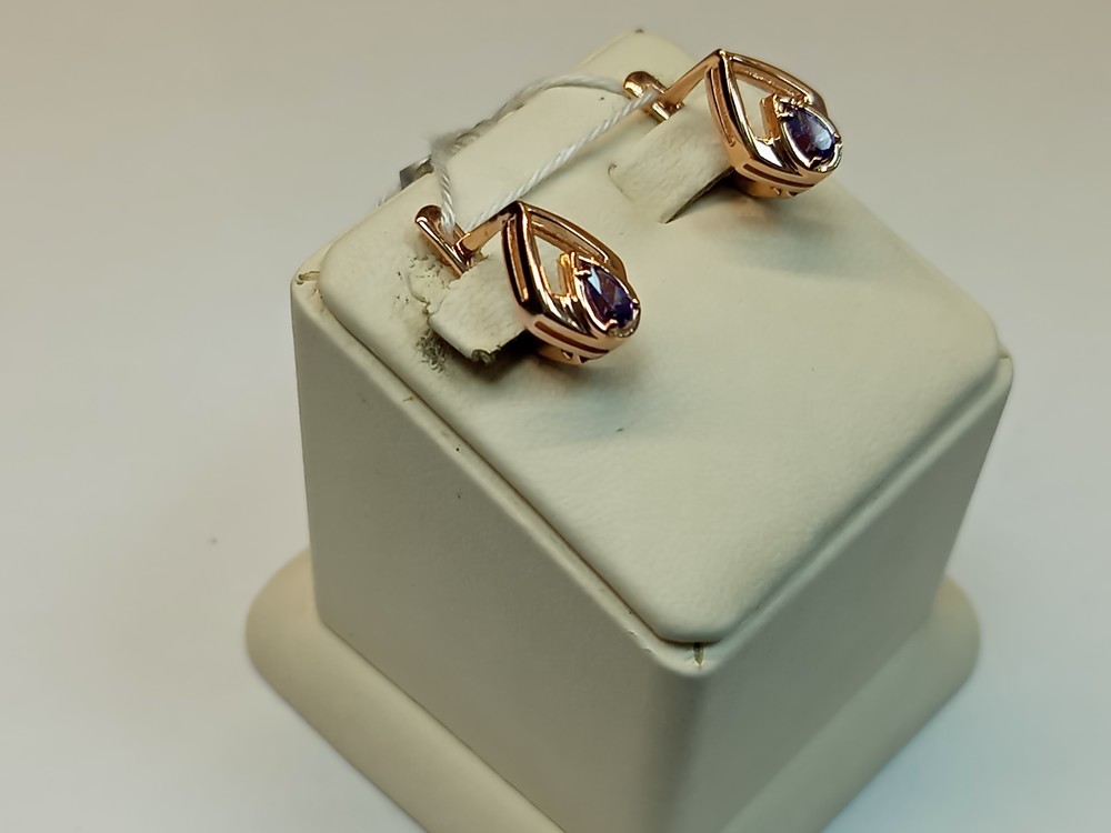 СКМ585 СЕРЬГИ С КАМНЕМ (Au 585)