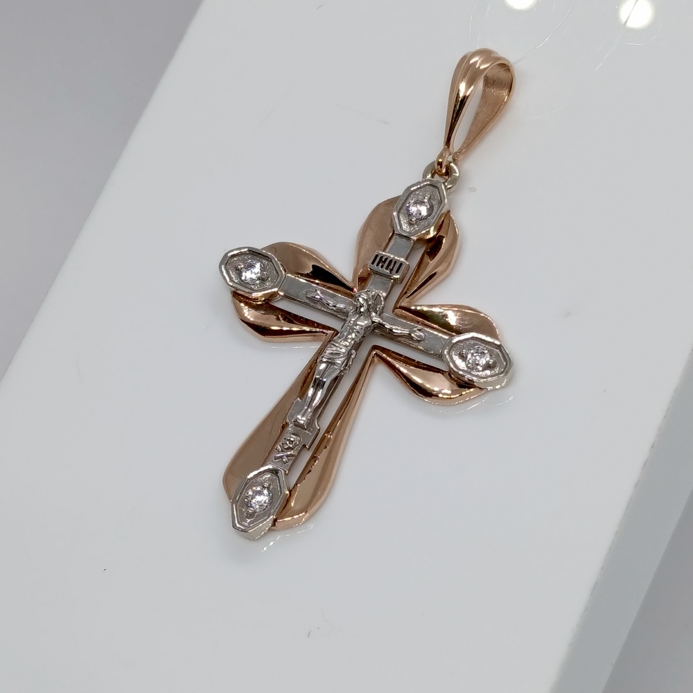 ПОДВЕСКА КРЕСТ с камнями (Au 585)