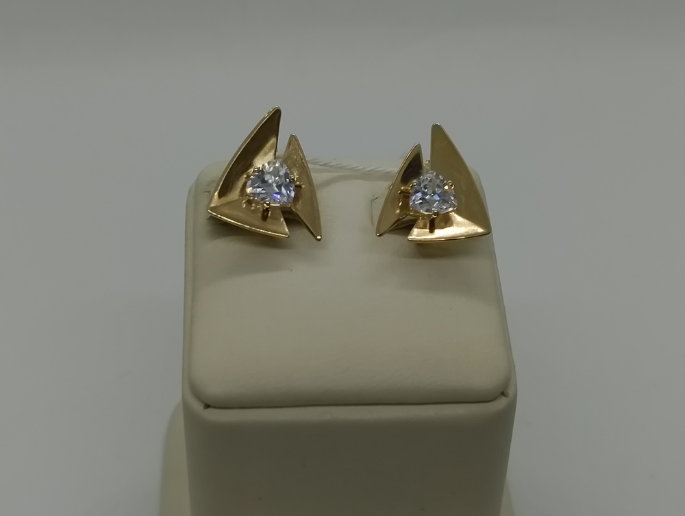 СКМ585 СЕРЬГИ С КАМНЕМ (Au 585)