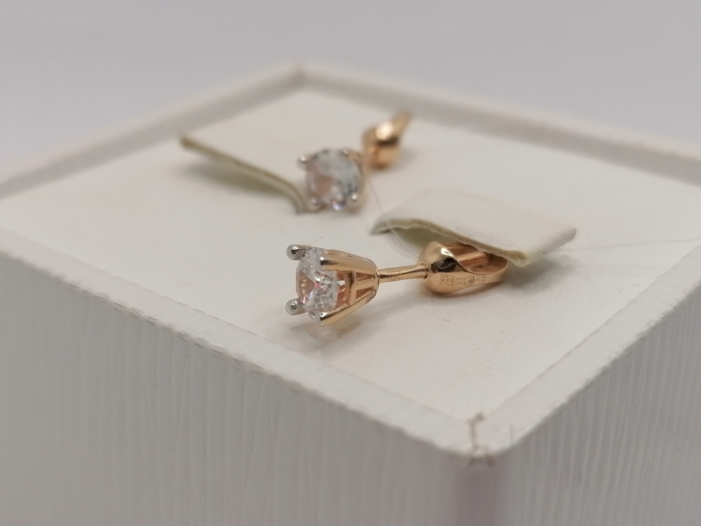  СЕРЬГИ ПУСЕТЫ с камнем (Au 585)