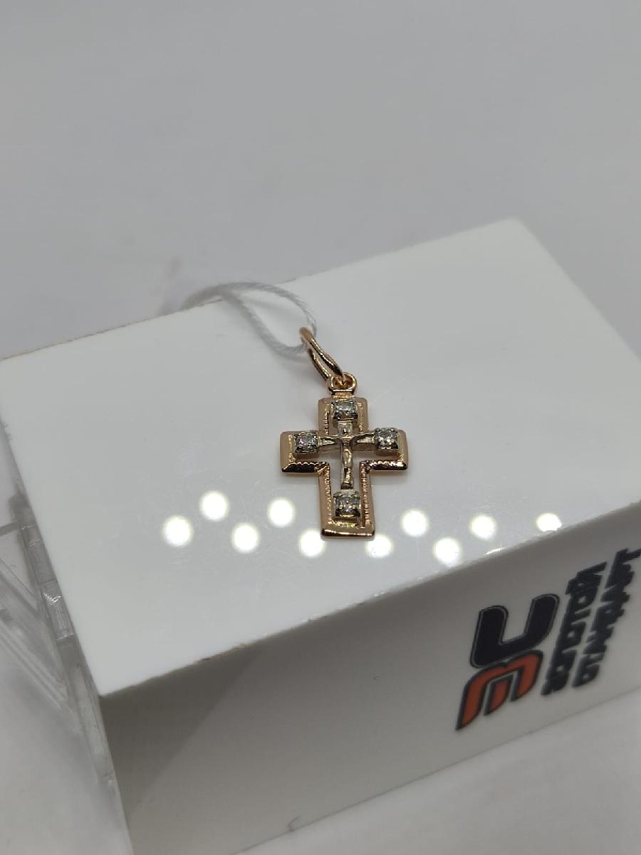 ПОДВЕСКА КРЕСТ С КАМНЯМИ (Au 585)