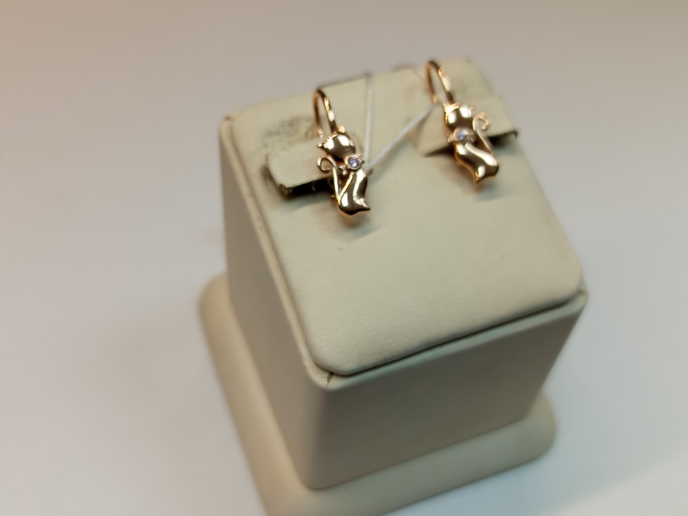 СКМ585 СЕРЬГИ С КАМНЕМ (Au 585)