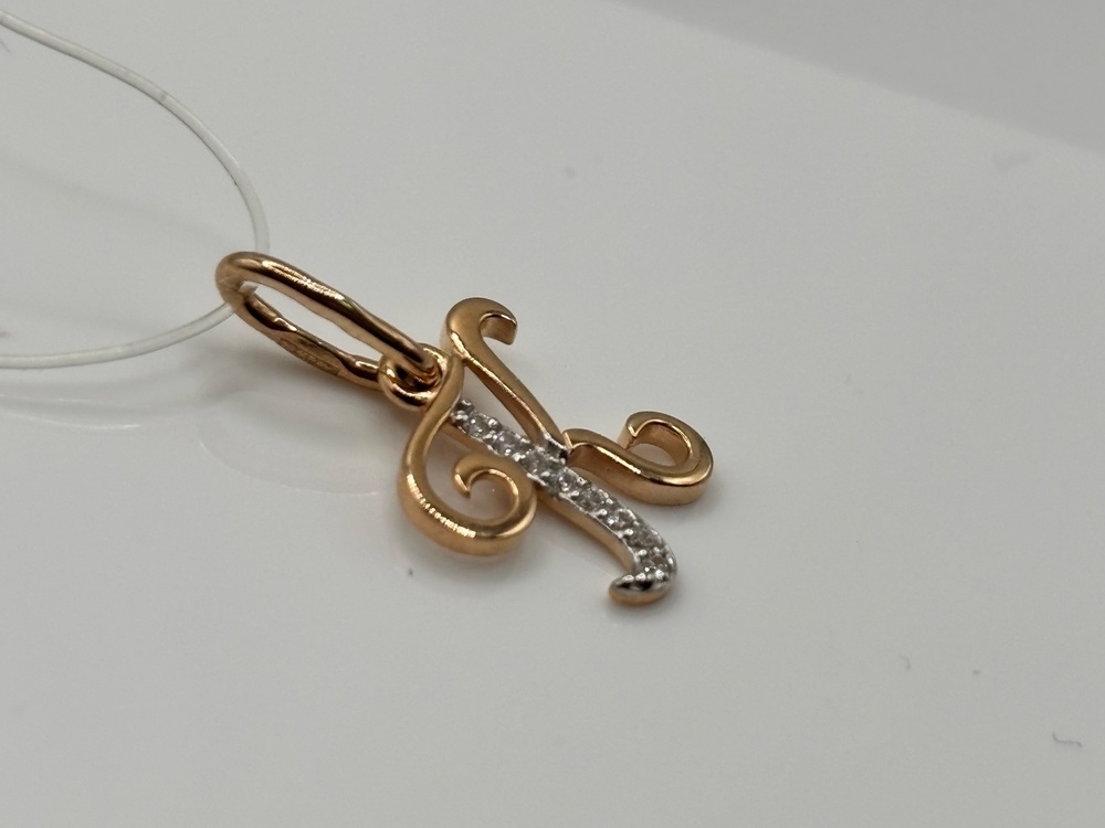 ПОДВЕСКА БУКВА К с камнями (Au 585)