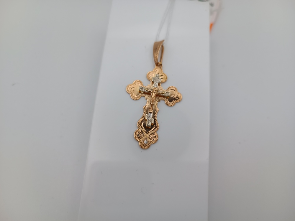 ПОДККИ585 ПОДВЕСКА КРЕСТ С КАМНЕМ (Au 585)