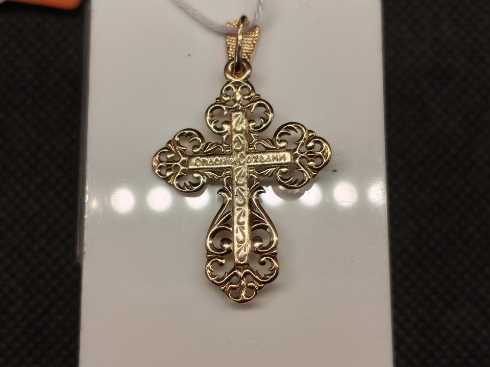 ПОДКБК585 ПОДВЕСКА КРЕСТ БЕЗ КАМНЯ (Au 585)