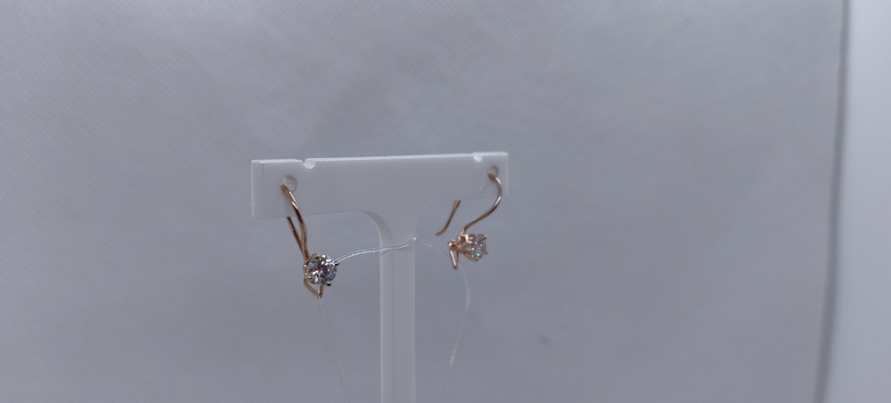 СЕРЬГИ ПЕТЕЛЬКА с камнем (Au 585)