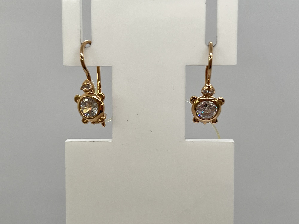 СЕРЬГИ ПЕТЕЛЬКА с камнями (Au 585)