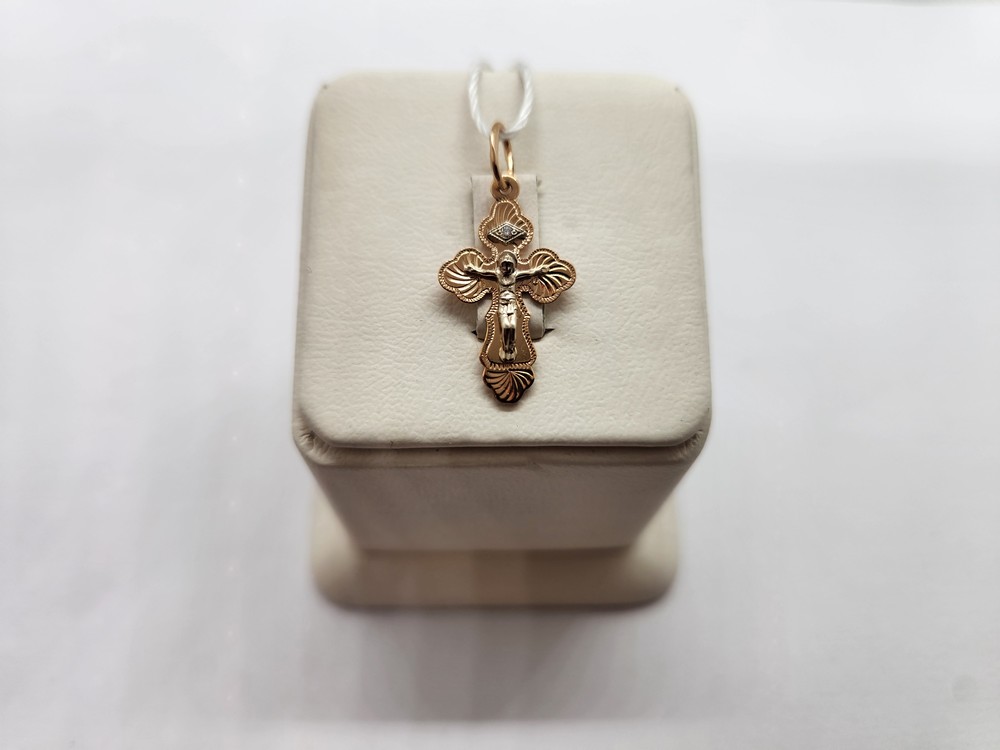 ПОДВЕСКА КРЕСТ С КАМНЕМ (Au 585)