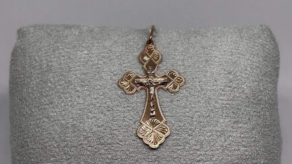 ПОДКБК585 ПОДВЕСКА КРЕСТ БЕЗ КАМНЯ (Au 585)