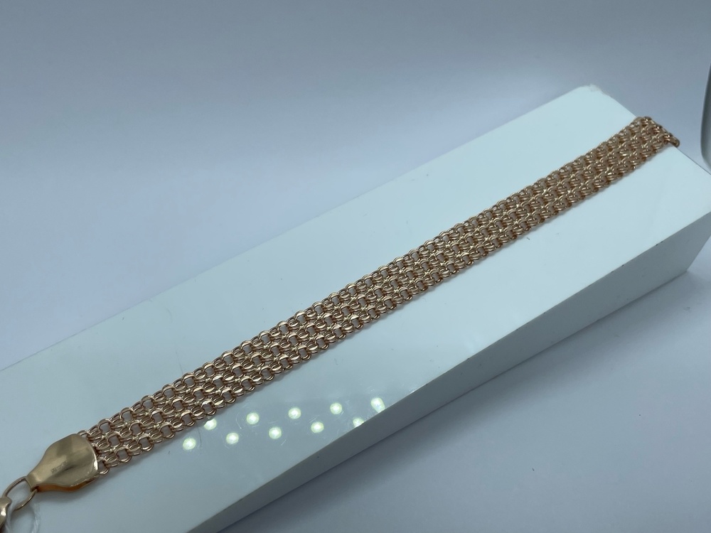 Бисмарк Б50 Трехрядный БРАСЛЕТ ПУСТОТЕЛЫЙ (Au 585)