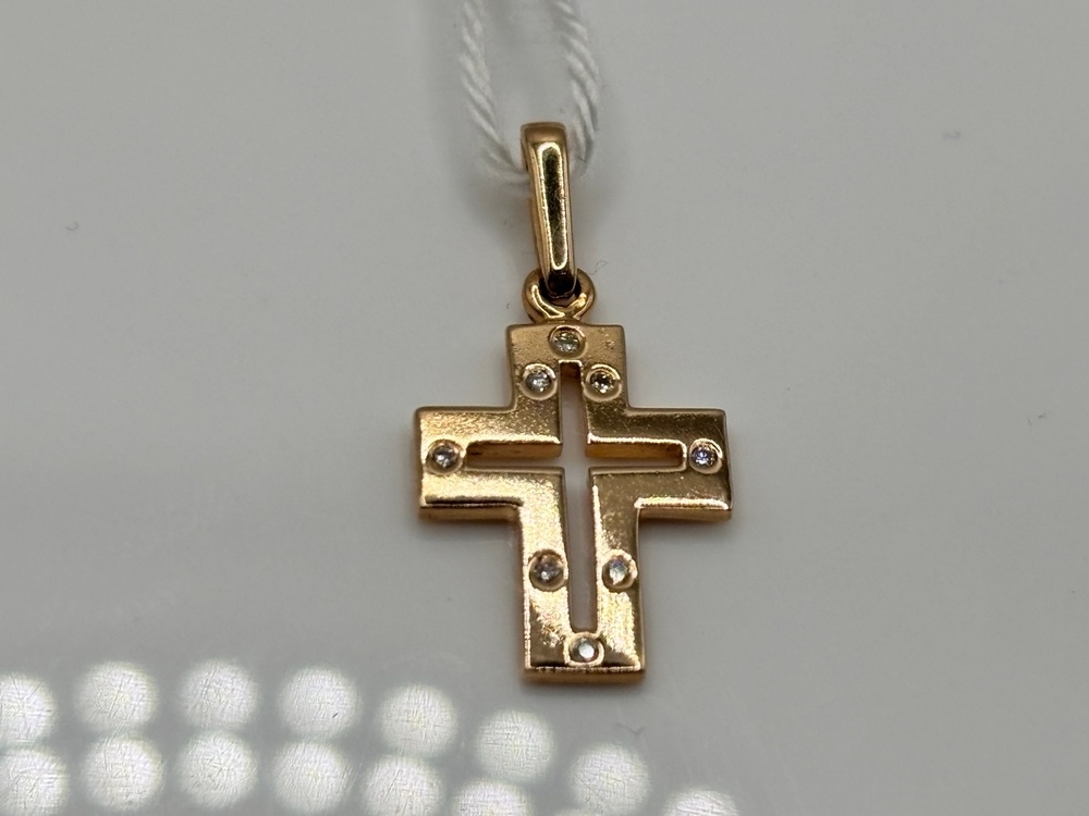 ПОДККИ585 ПОДВЕСКА КРЕСТ С КАМНЯМИ (Au 585)