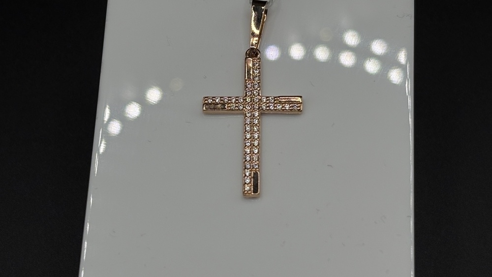 ПОДККИ585 ПОДВЕСКА КРЕСТ С КАМНЯМИ (Au 585)