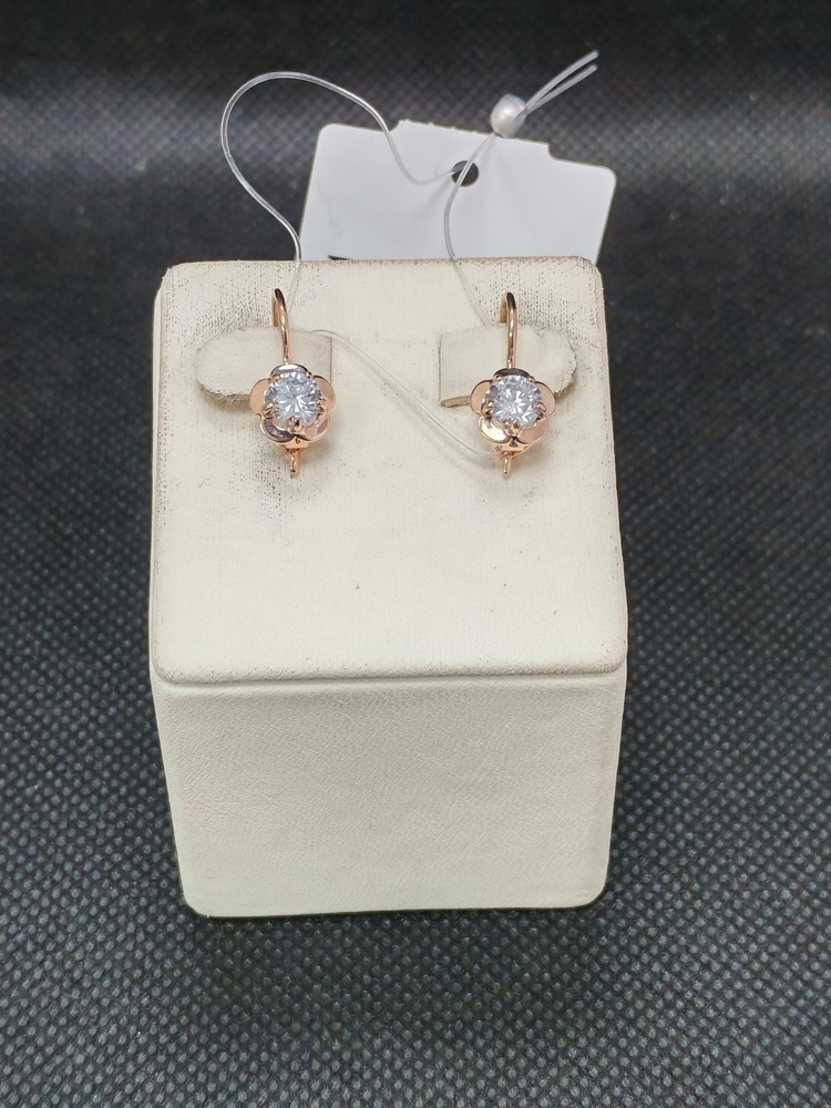 СЕРЬГИ ПЕТЕЛЬКА с камнем (Au 585)