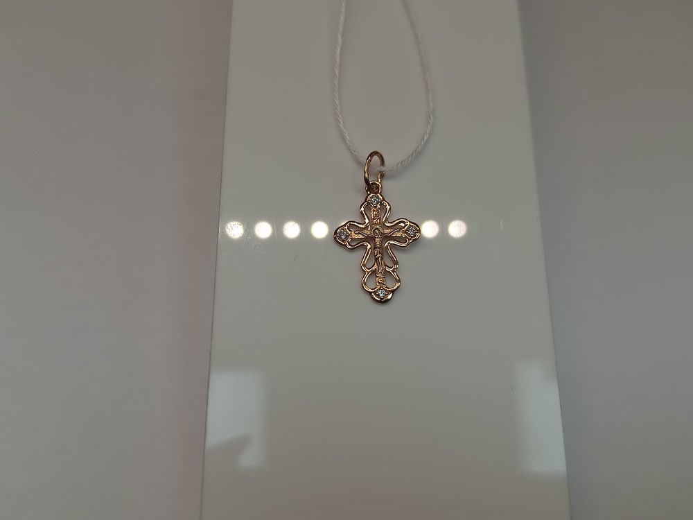 ПОДККИ585 ПОДВЕСКА КРЕСТ С КАМНЯМИ (Au 585)