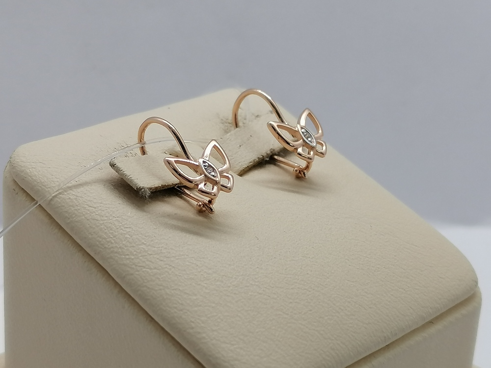 СЕРЬГИ ПЕТЕЛЬКА с камнем (Au 585)