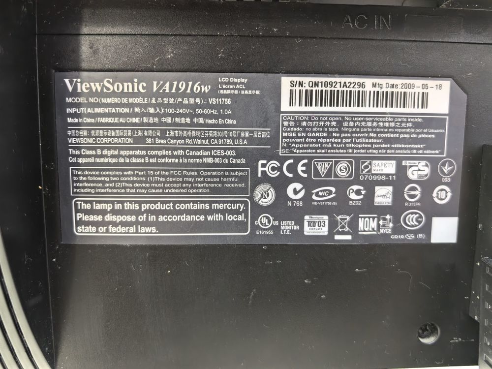 Монитор Viewsonic VA1916W