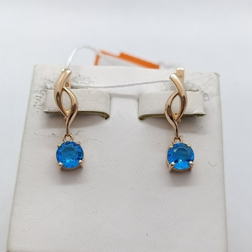 СКМ585 СЕРЬГИ С КАМНЕМ (Au 585)