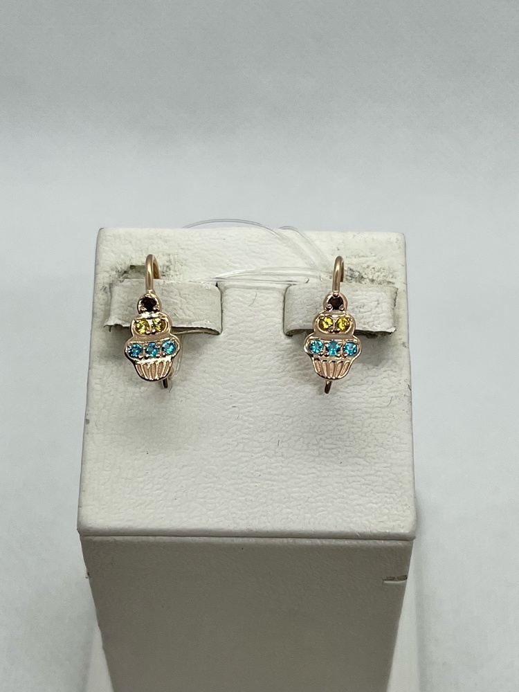 СЕРЬГИ ПЕТЕЛЬКА с камнями (Au 585)