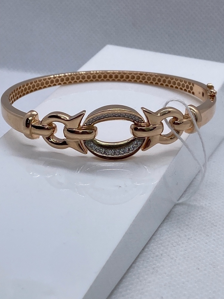 БЖКИ585 БРАСЛЕТ ЖЕСТКИЙ С КАМНЯМИ (Au 585)