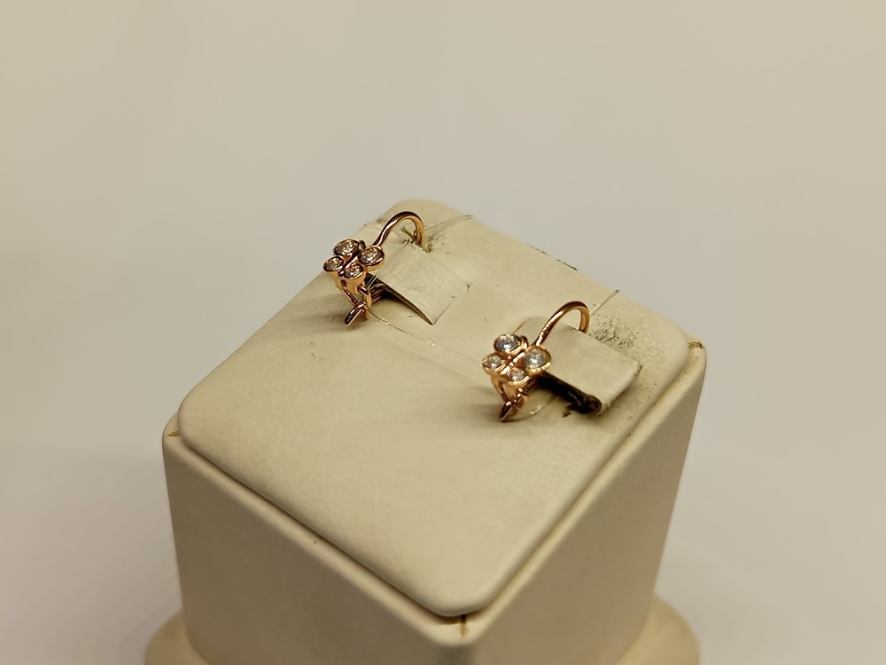 СЕРЬГИ ПЕТЕЛЬКА с камнями (Au 585)