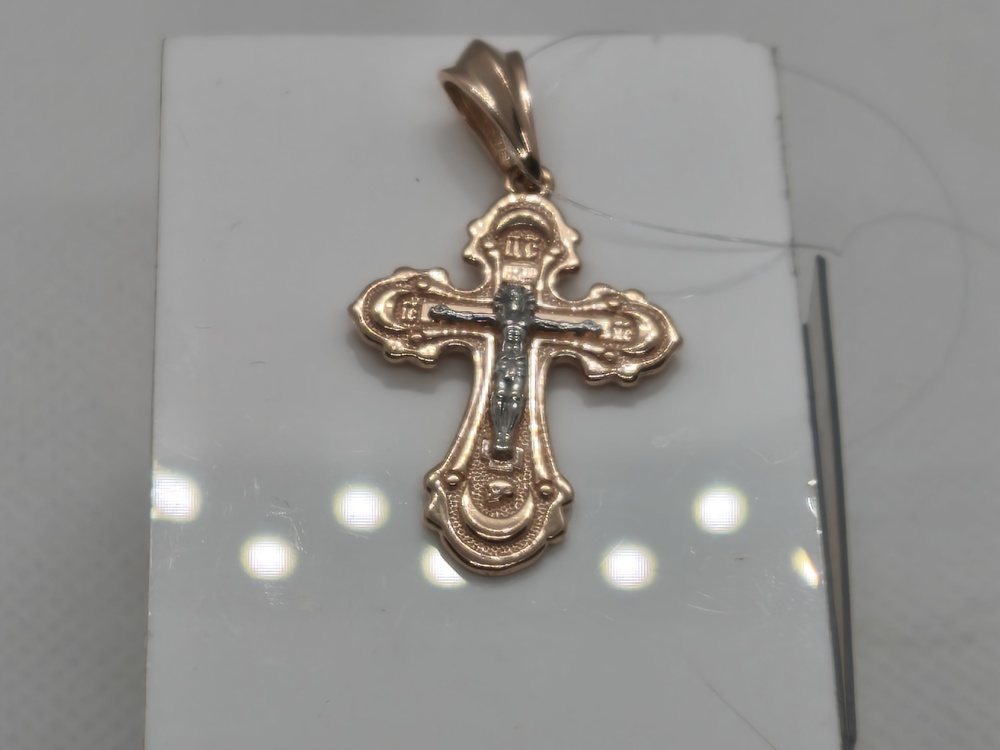 01-408082 ПОДВЕСКА КРЕСТ без камня (Au 585)