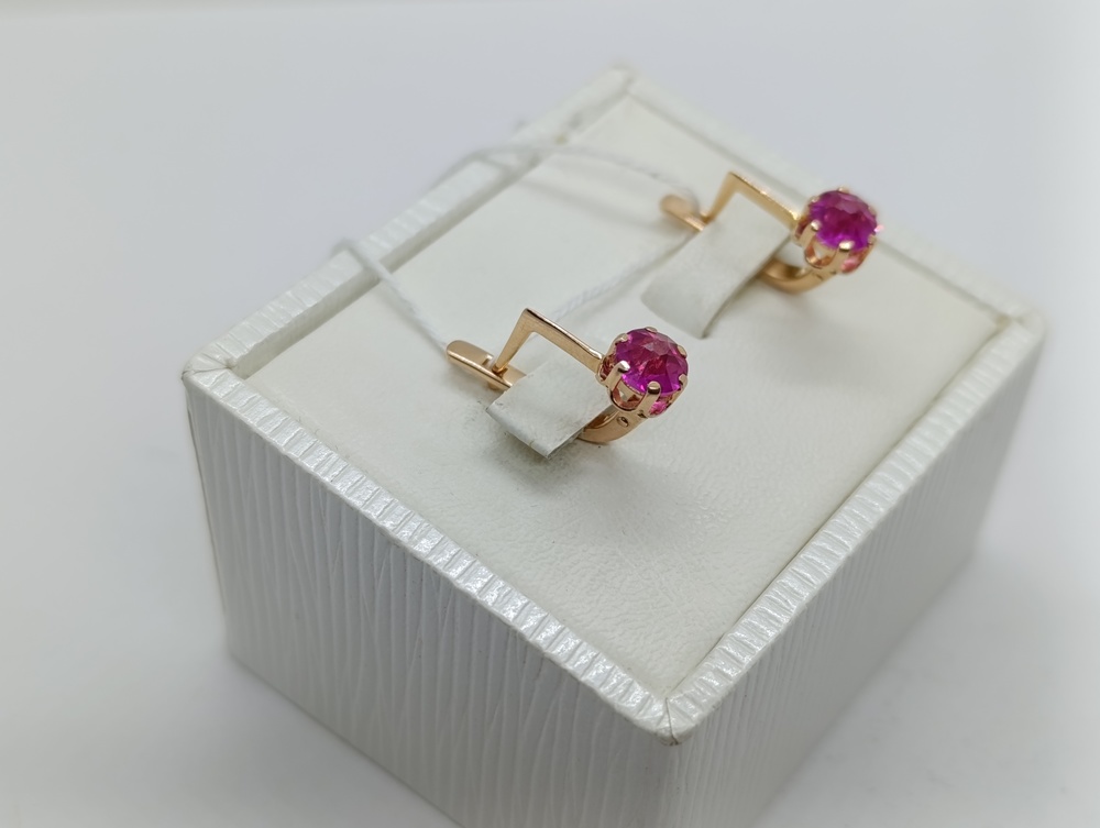 СКМ583 СЕРЬГИ С КАМНЕМ (Au 583)