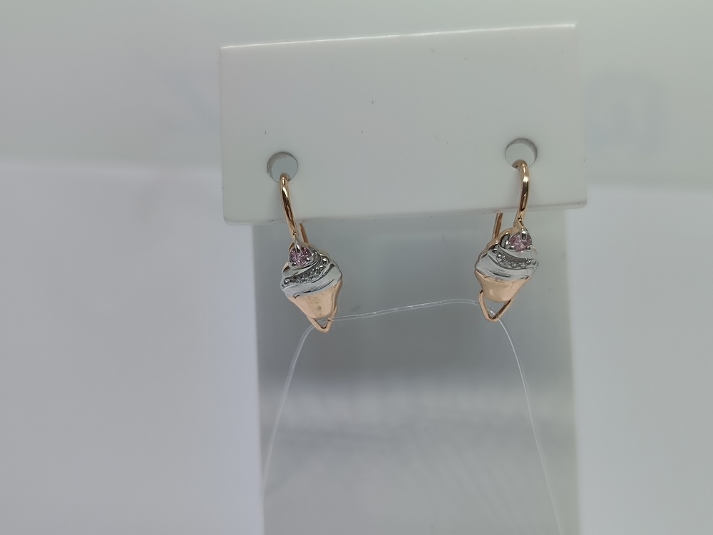 СЕРЬГИ ПЕТЕЛЬКА с камнями (Au 585)