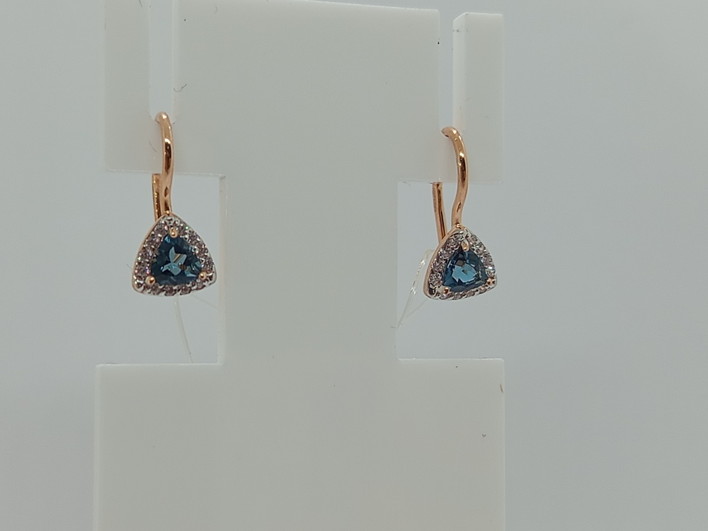 СЕРЬГИ ПЕТЕЛЬКА с камнями (Au 585)