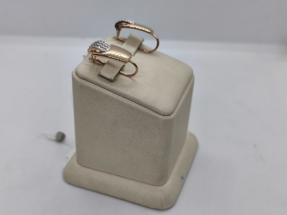 СЕРЬГИ ПЕТЕЛЬКА с камнями (Au 585)