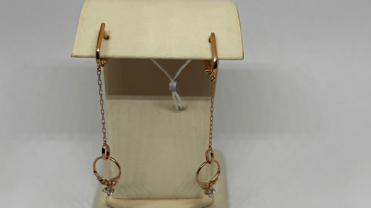 СКМ585 СЕРЬГИ С КАМНЕМ (Au 585)