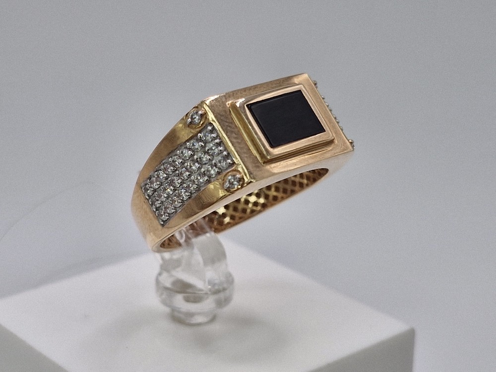 КОЛЬЦО ПЕЧАТКА с камнями (Au 585)