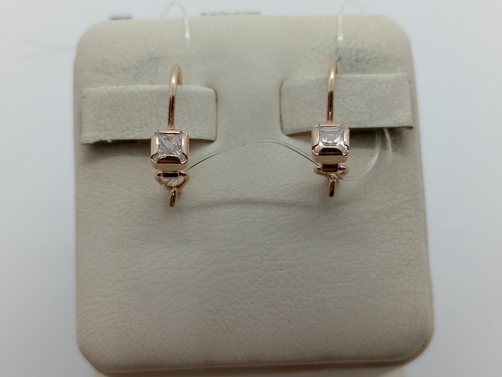 СЕРЬГИ ПЕТЕЛЬКА с камнем (Au 585)