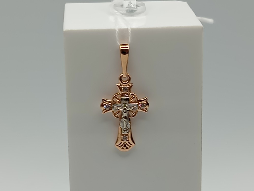 ПОДККИ585 ПОДВЕСКА КРЕСТ С КАМНЯМИ (Au 585)