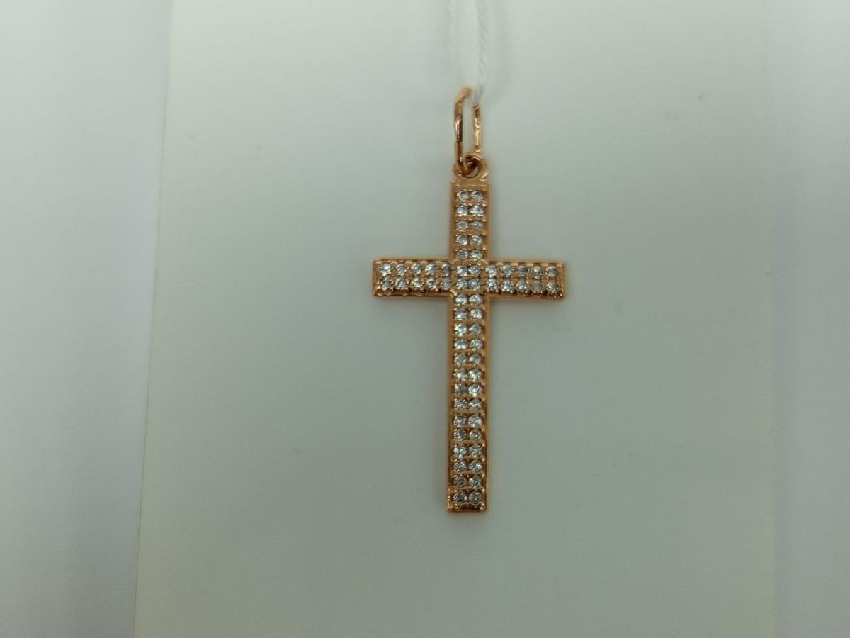 ПОДККИ585 ПОДВЕСКА КРЕСТ С КАМНЯМИ (Au 585)