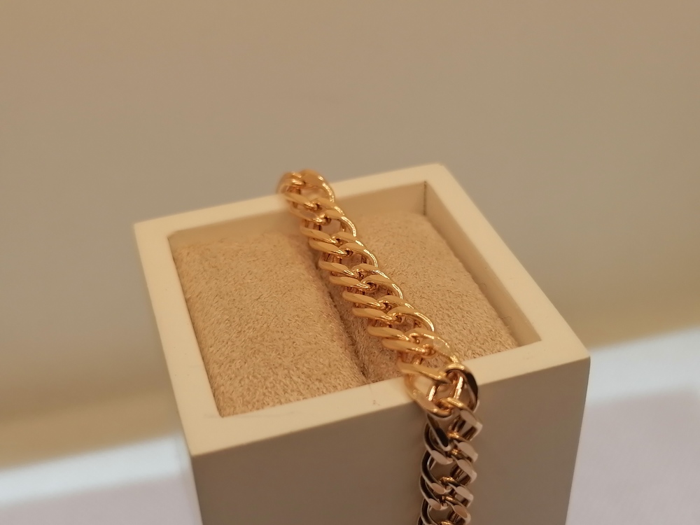 7100154П-17 БРАСЛЕТ ПУСТОТЕЛЫЙ Ромб двойной (Au 585)