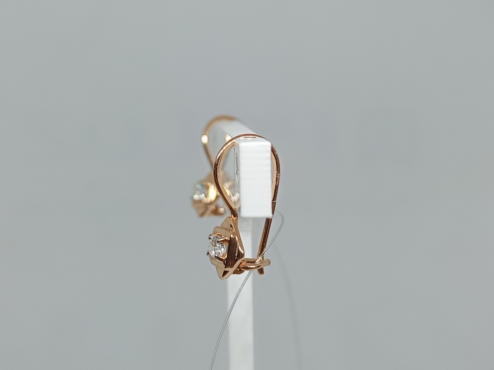 СЕРЬГИ ПЕТЕЛЬКА с камнем (Au 585)