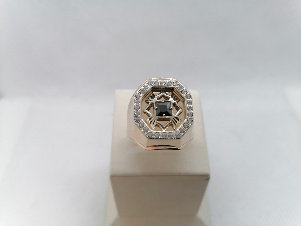 51-0025 КОЛЬЦО ПЕЧАТКА с камнями (Au 585)