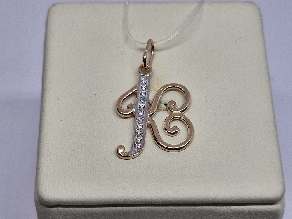 ПОДВЕСКА БУКВА К с камнями (Au 585)